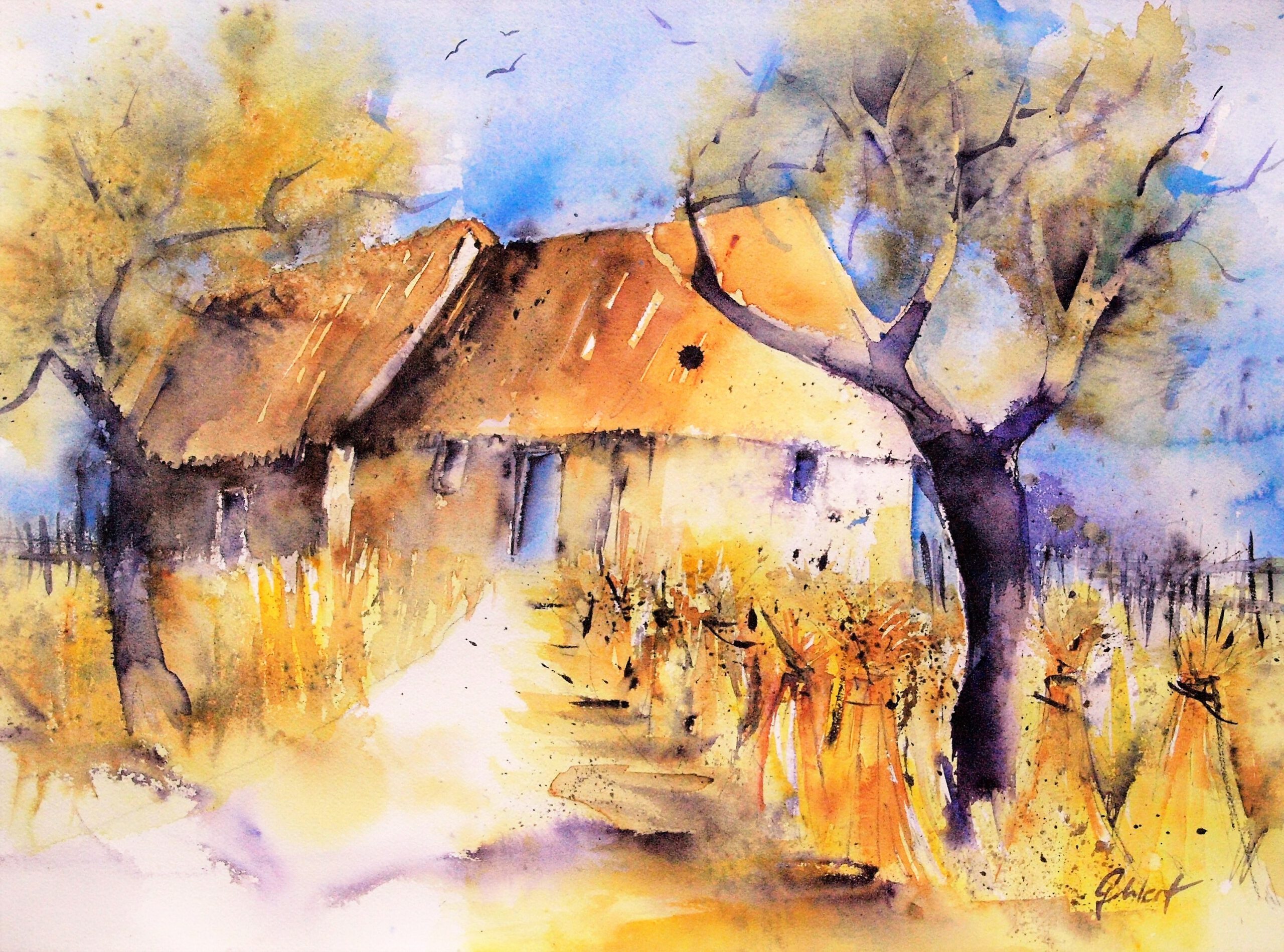 „Haus am See“ Aquarell 56cmx76cm
