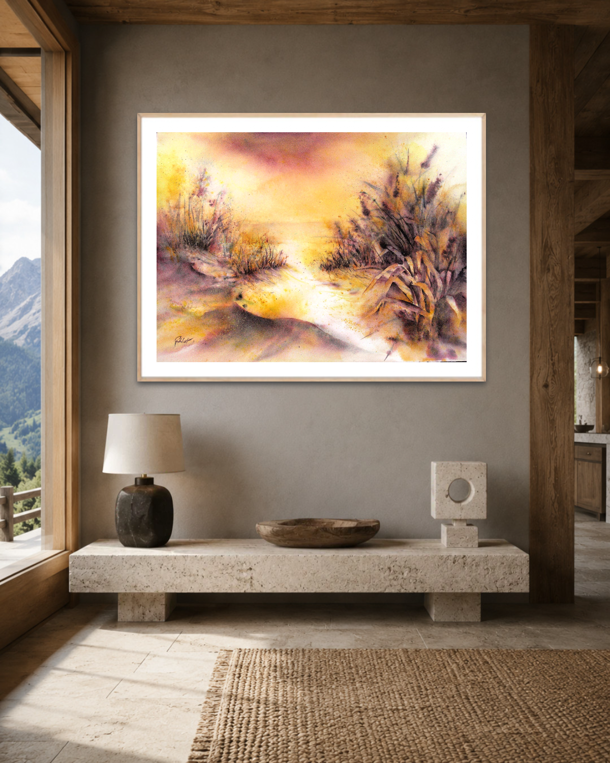 „Strand im Abendlicht“ Aquarell 56cmx76cm